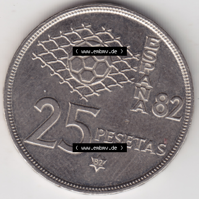 Münze Spanien / España Umlaufmünzen Sammlung in PNG 1980-1982, 25 Pesetas - Peseten 1982 (1) - Digitales Münzen-Bildmaterial... Sammlung