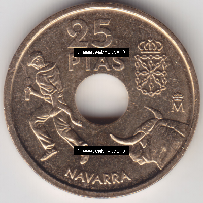 Münze Spanien / España Umlaufmünzen Sammlung in PNG 1999-1999, 25 PTAS, Peseten (1) - Digitales Münzen-Bildmaterial einer... Sammlung