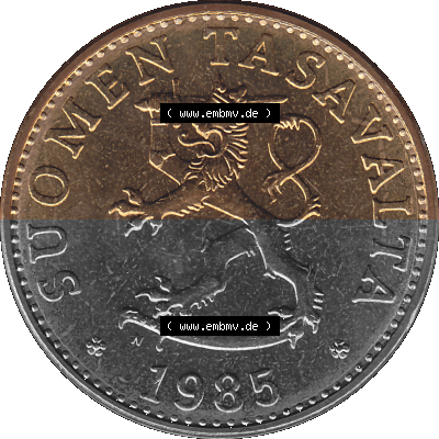 Alte Münzen KMS Finnland, Kursmünzensatz 1976 in Stempelglanz als digitales Computerbild in transparenten PNG 1963-1990, 50... Sammlung