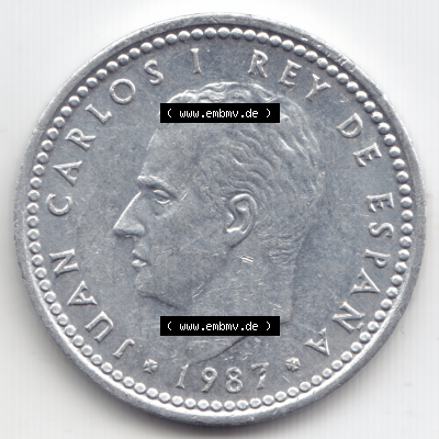 Münze Spanien / España Umlaufmünzen Sammlung in PNG 1982-1989, 1 Peseta, 1 Pesete 1987 (2) - Digitales Münzen-Bildmaterial... Sammlung