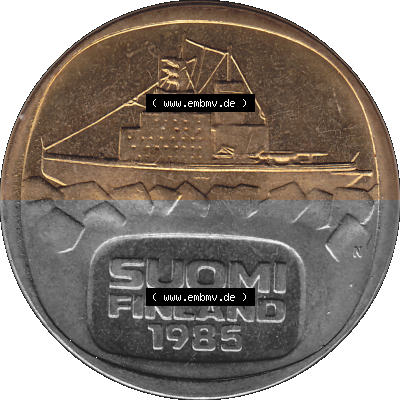 Alte Münzen KMS Finnland, Kursmünzensatz 1976 in Stempelglanz als digitales Computerbild in transparenten PNG 1979-1993, 5 Markkaa... Sammlung