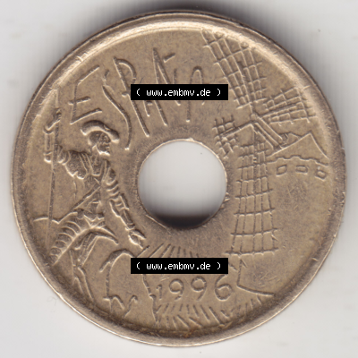 Münze Spanien / España Umlaufmünzen Sammlung in PNG 1996-1996, 25 PTAS - Peseten (2) - Digitales Münzen-Bildmaterial einer... Sammlung