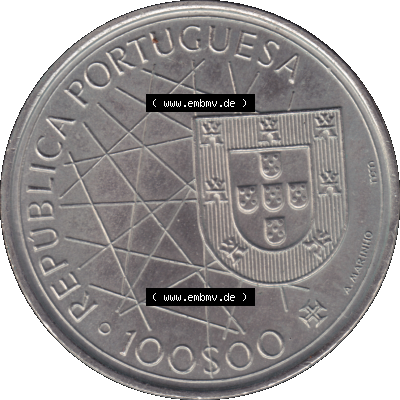 'Alte Gedenkmünze aus Portugal als PNG-Grafik 1989, 100 Escudos, Arouipelago Dos Acores, 1439-1989. Vorderseite der Gedenkmünze... Sammlung