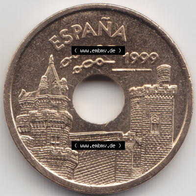 Münze Spanien / España Umlaufmünzen Sammlung in PNG 1999-1999, 25 PTAS, Peseten (2) - Digitales Münzen-Bildmaterial einer... Sammlung