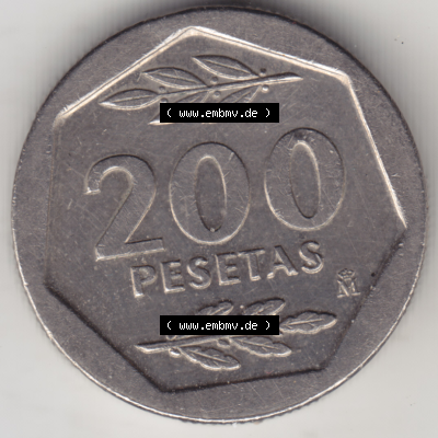 Münze Spanien / España Umlaufmünzen Sammlung in PNG 1986-1988, 200 Pesetas - Peseten 1986 (1) - Digitales Münzen-Bildmaterial... Sammlung