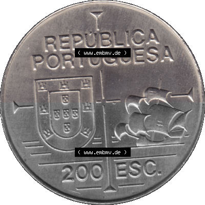 Alte Gedenkmünze aus Portugal als PNG-Grafik 1992, 200 Escudos, California 1542, Joao Rodrigues Cabrilho Sammlung