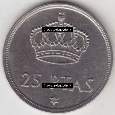 Münze Spanien / España Umlaufmünzen Sammlung in PNG 1975-1975, 25 Peseten 1979 (1) - Digitales Münzen-Bildmaterial einer spanischen... Sammlung