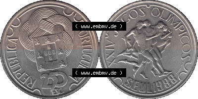 Alte Gedenkmünze aus Portugal als PNG-Grafik 1988, 250 Escudos, XXIV Jogos Olimpicos Seul 1988, Olympiade Sammlung