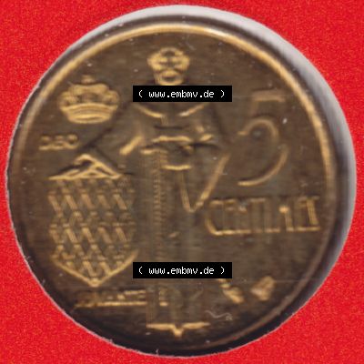 Monaco Umlaufmünzen vor Euro: 1976-1995, 5 Centimes (1) Sammlung