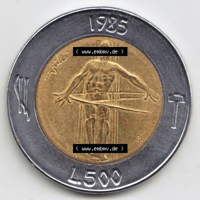 San Marino vor Euro 1985-1985, 500 Lire Gedenkmünze aus San Marino zum Ausgabethema, Drogenkrieg (1) Sammlung