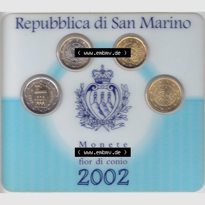 San Marino Euromünzen 2002-2002: Mini Münzensatz (1) Sammlung