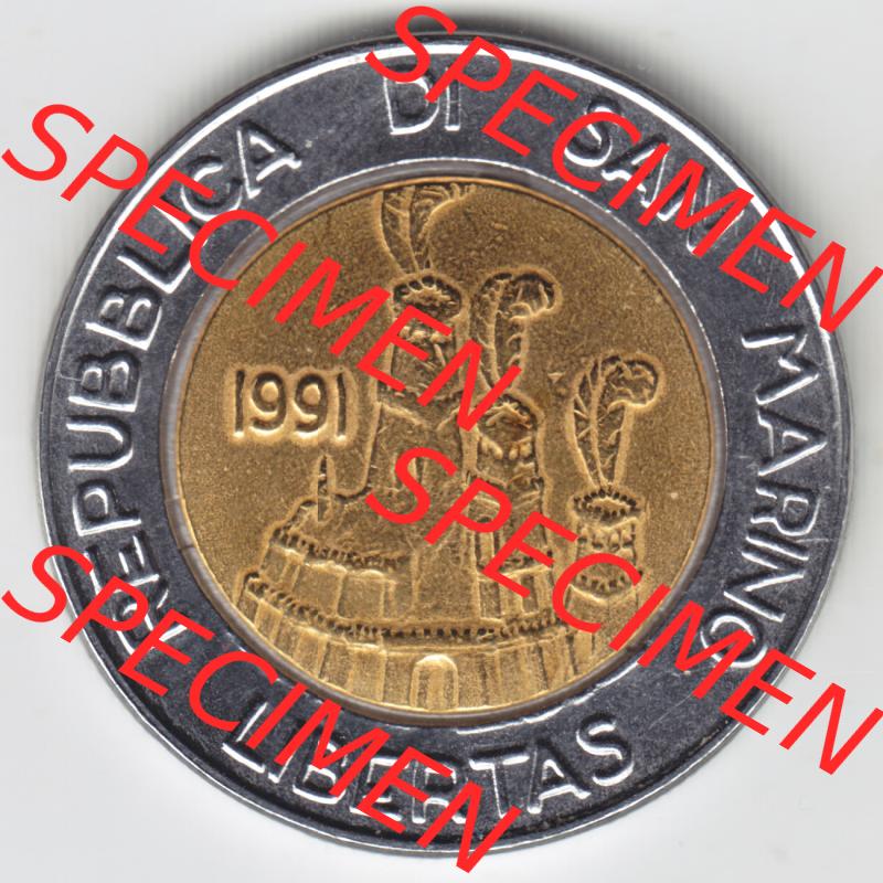 San Marino vor Euro 1991-1991, 500 Lire Gedenkmünze aus San Marino zum Ausgabethema Münze (1) Sammlung
