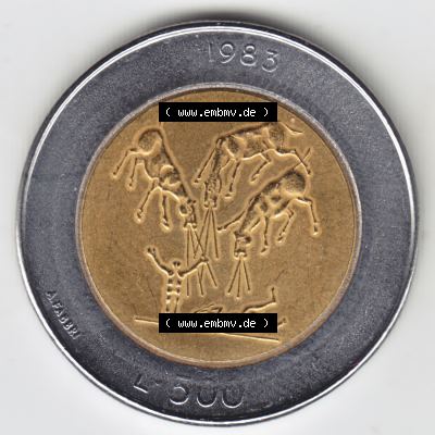 San Marino vor Euro 1983-1983, 500 Lire Gedenkmünze aus San Marino zum Ausgabethema Bedrohung durch einen Atomkrieg (1) Sammlung
