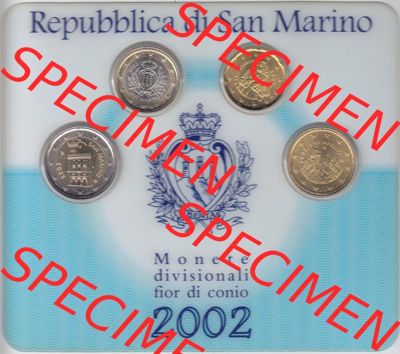 San Marino Euromünzen 2002-2002: Mini Münzensatz (1) Sammlung