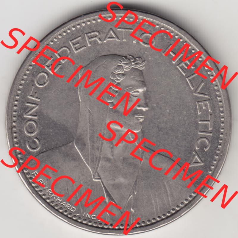 Münzen Schweiz 1968-2018, 5 Franken Mzz. B 1986, Münzen Vorderseite als Bildmaterial im online Katalog und online Datenbank für Sammler von Schweizer Münzen. Sammlung