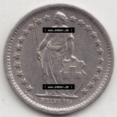 Münzen Schweiz 1968-1982, 1/2 Franken mit Münzzeichen / Mzz. B 1968 III, Münzen Vorderseite als Bildmaterial Sammlung
