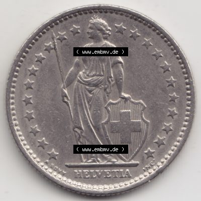 Münzen Schweiz 1968-1982, 2 Franken mit Münzzeichen / Mzz. B 1969, Münzen Vorderseite als Bildmaterial im online Katalog und online Datenbank für Sammler von... Sammlung