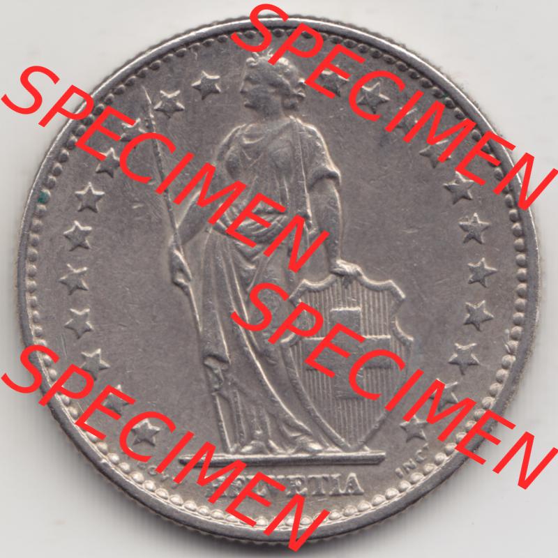 Münzen Schweiz 1968-1982, 2 Franken mit Münzzeichen / Mzz. B 1968, Münzen Vorderseite als Bildmaterial im online Katalog und online Datenbank für Sammler von... Sammlung