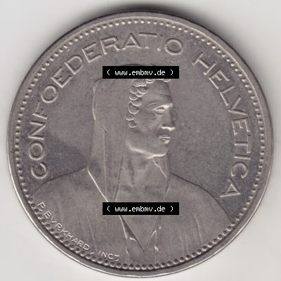 Münzen Schweiz 1968-2018, 5 Franken Mzz. B 1986, Münzen Vorderseite als Bildmaterial im online Katalog und online Datenbank für Sammler von Schweizer Münzen. Sammlung