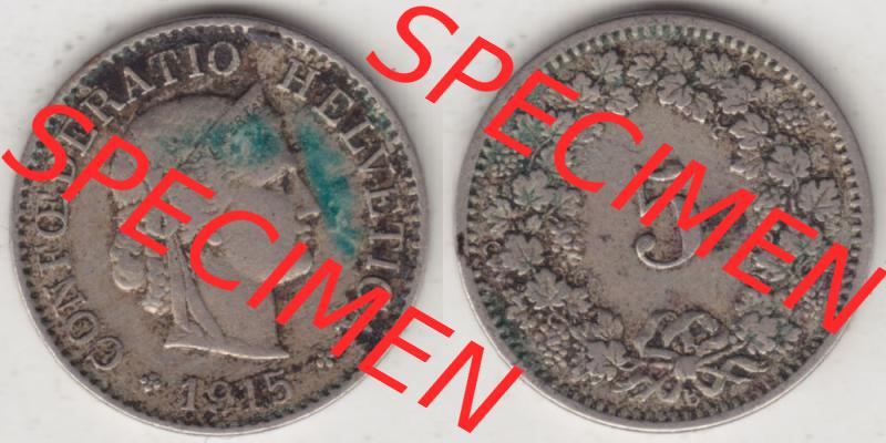 Münzen Schweiz 1879-1917, 5 Rappen Mzz. B 1915, Münzen Vollansicht Horizontal als Bildmaterial im online Katalog und online Datenbank für Sammler von Schweizer Münzen. Sammlung