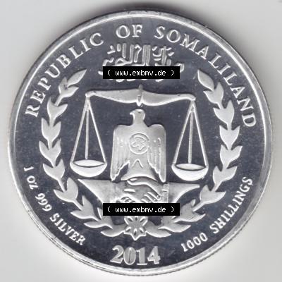 Silbermünzen Somaliland 1 Unze 2014 Jahr des Pferdes (2) Sammlung