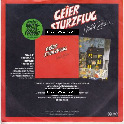 BRD Schlager (Singles), Ariola Records 1983, Geier Sturzflug mit Besuchen Sie Europa und Walkmanfan. Die Vinyl Single Schallplatten wurden hier im online Katalog als Datensatz... Sammlung