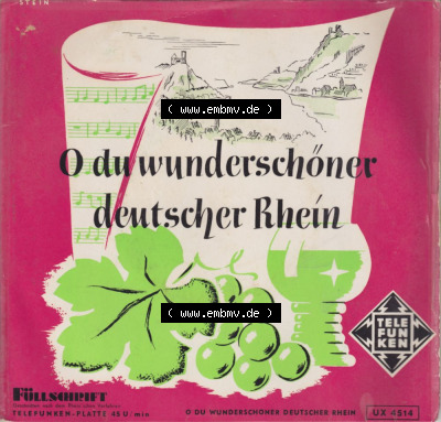 Schlager (Singles), Telefunken Records O Du Wunderschöner Deutscher Rhein. Single Vinyl-Schallplatten - Bilder der BRD hier im... Sammlung
