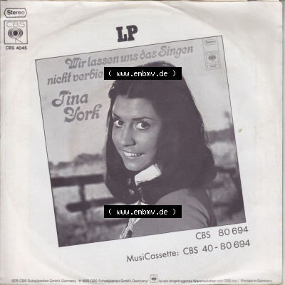 Schlager (Singles), CBS Records 1976, Tina York Rosi, Du Warst Wunderbar (2) Sammlung