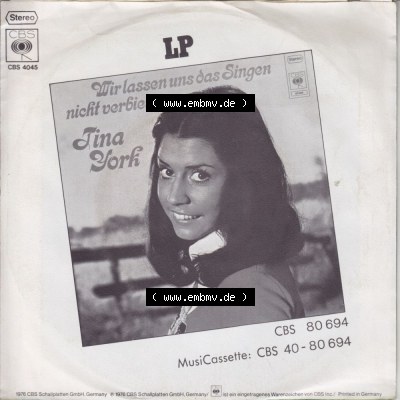 Schlager (Singles), CBS Records 1976, Tina York Rosi, Du Warst Wunderbar (2) Sammlung