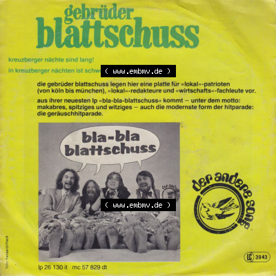 Schlager (Singles), Hansa Records 1978, Gebrüder Blattschuss mit Kreuzberger Nächte. Single Schallplatten Vinyl - Sammlungen... Sammlung