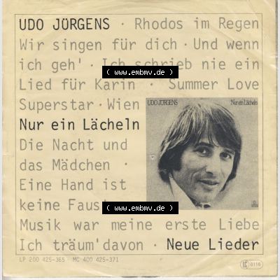 BRD Schlager (Singles), Ariola Records 1979, Udo Jürgens mit Rhodos im Regen und Nur ein Lächeln. Die Vinyl Single Schallplatten wurden hier im online Katalog als... Sammlung