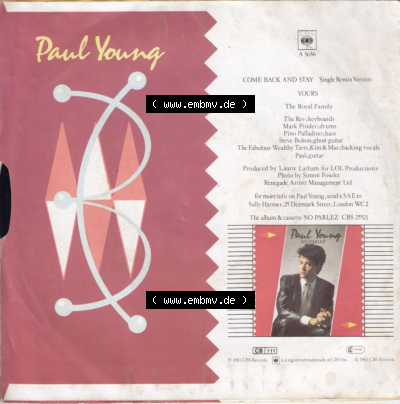 Rock & Pop, CBS 1983, Paul Young mit Come Back And Stay (Single Remix Version) (2) Sammlung
