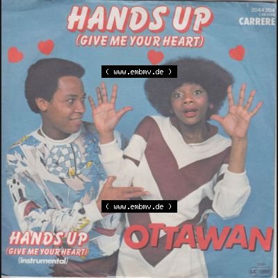 FRA, Disco (Singles) Carrere Records 1983, Ottawan mit Hands Up (Give Me Your Heart) in Zwei Versionen. Vinyl-Schallplatten hier im online Katalog als Bildmaterial... Sammlung