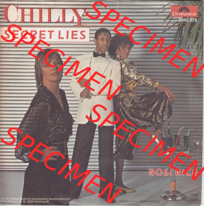 BRD, Soul und Funk (Singles) Polydor Records 1982, Chilly mit Secret Lies und Rosu Rice. Vinyl-Schallplatten hier im online Katalog als Bildmaterial hochladen. Katalogisiere... Sammlung