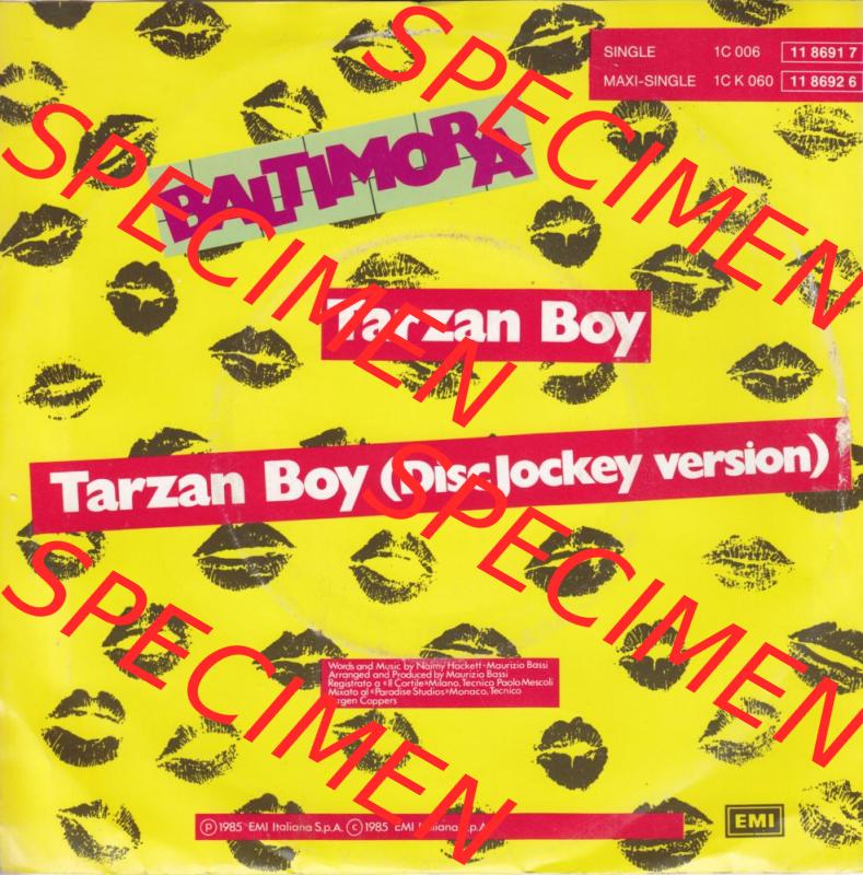 GBR, Disco (Singles) EMI Records 1985, Baltimora mit Tarzan Boy und Tarzan Boy (Discjockey Version). Die Vinyl Single Schallplatten wurden hier im online Katalog... Sammlung