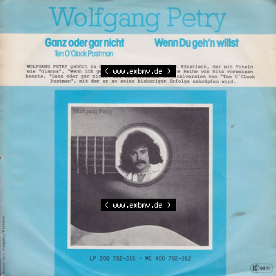 Schlager (Singles), Hansa Records 1980, Wolfgang Petry - Ganz Oder Gar Nicht. Single Schallplatten Vinyl - Sammlungen per kostenlosen... Sammlung