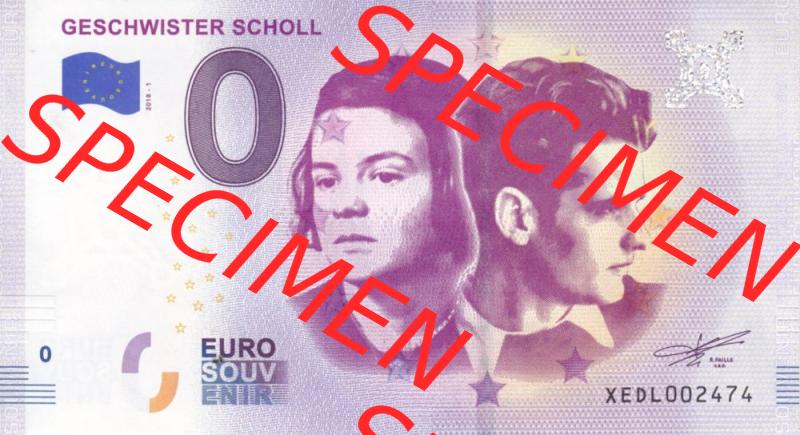 0-Euro Souvenirscheine Deutschland 2018-1, XEDL, Geschwister Scholl (1) Sammlung