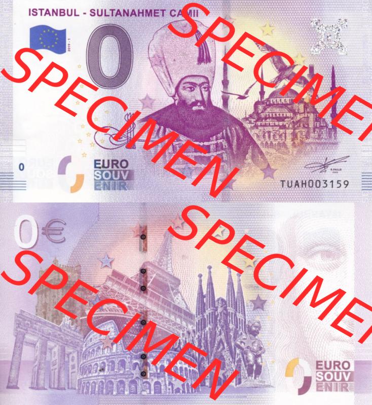 0-Euro Souvenirscheine Türkei 2019-1, TUAH, Istanbul - Sultanahmet Camii (3) Sammlung