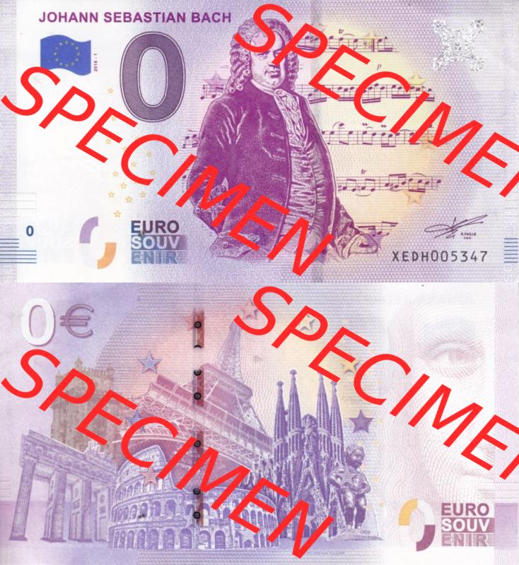 0-Euro Souvenirscheine Deutschland 2018-1, XEDH, Johann Sebastian Bach (3) Sammlung