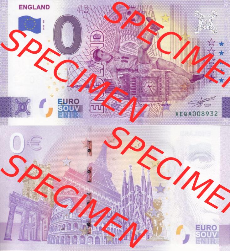 0-Euro Souvenirscheine Deutschland 2022-EN, Fußball-WM in Katar XEQA, England (3) Sammlung