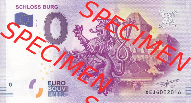 0-Euro Souvenirscheine Deutschland 2017-5, XEJG, Schloss Burg (1) Sammlung