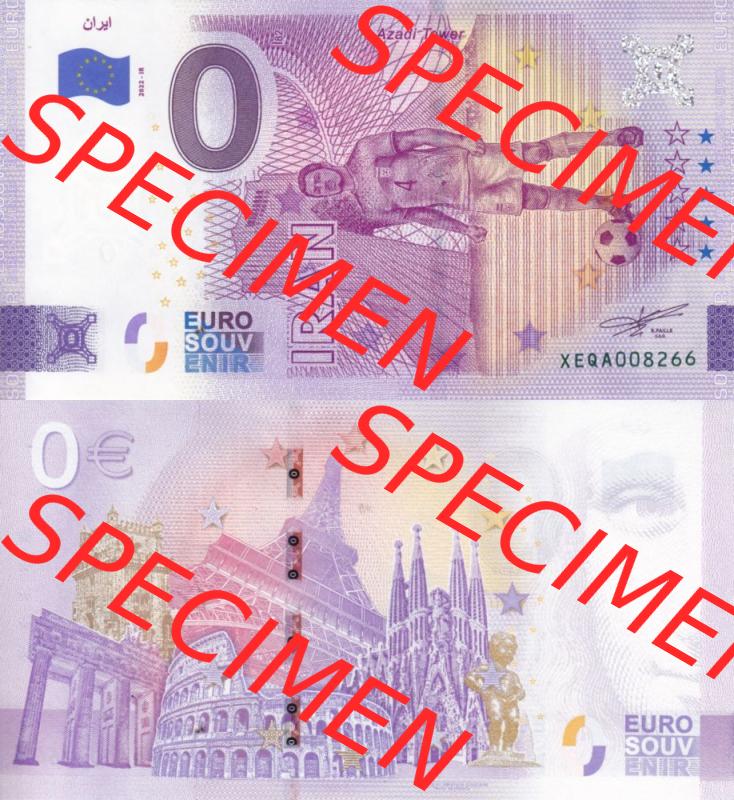 0-Euro Souvenirscheine Deutschland 2022-IR, Fußball-WM in Katar XEQA, Iran (3) Sammlung