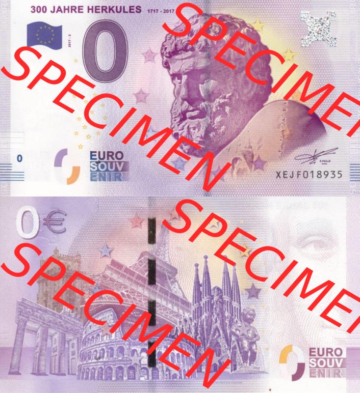 0-Euro Souvenirscheine Deutschland 2017-2, XEJF, 300 Jahre Herkules 1717-2017 (3) Sammlung
