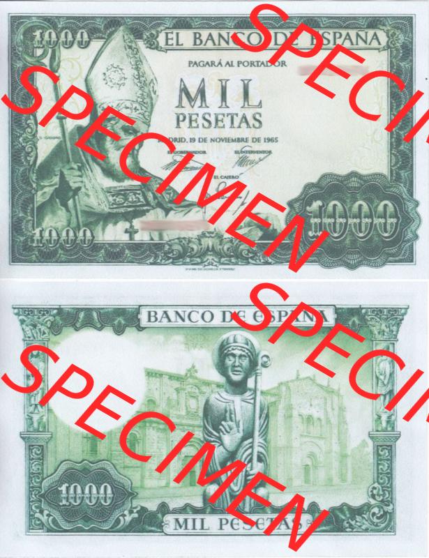 Banknoten Spanien 1965-1971, 1000 Peseten. Vorderseite und Rückseite auf einen Digitalen Bild der Banknoten von Spanien 1965-1978, Banknoten aus Satz der Banknoten Spanien 1965-1978... Sammlung