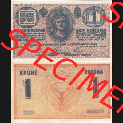 Banknoten Österreich 1914-1914, Krone. Vorderseite und Rückseite auf einen Digitalen Bild der Banknoten von Österreich 1913-1919, Banknoten aus Satz der Banknoten Österreich... Sammlung