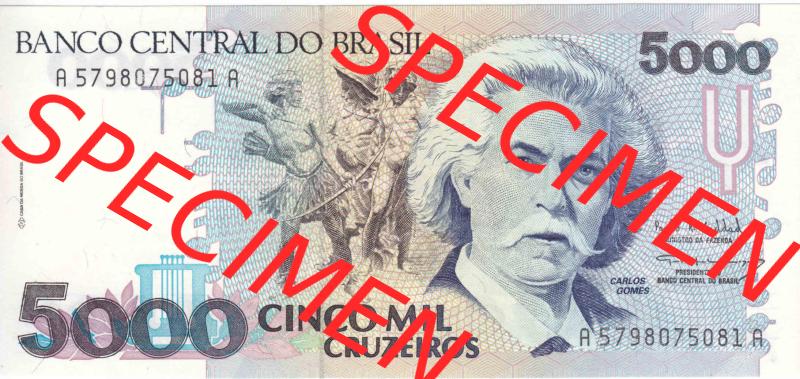 Banknoten Amerika Brasilien 1990; 1991; 1992; 1993 5000 Cruzeiros (1) Sammlung