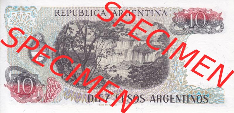 Banknoten Amerika Argentinien 1983-1984 p313 10 Pesos Argentinos (2) Sammlung