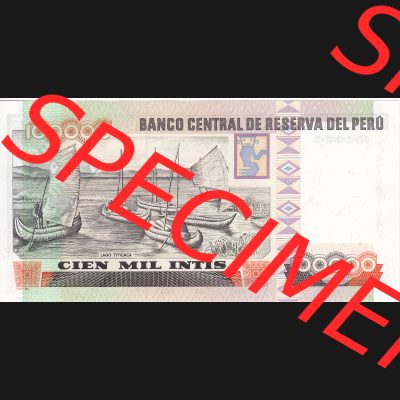 Banknoten Amerika Peru 1989, 100000 Intis (2) Sammlung