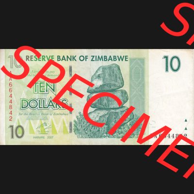 Banknoten Afrika Simbabwe 2007, 10 Dollars (1) Sammlung