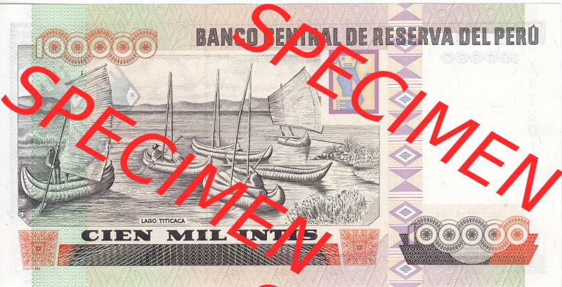 Banknoten Amerika Peru 1989, 100000 Intis (2) Sammlung